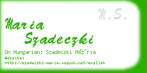 maria szadeczki business card